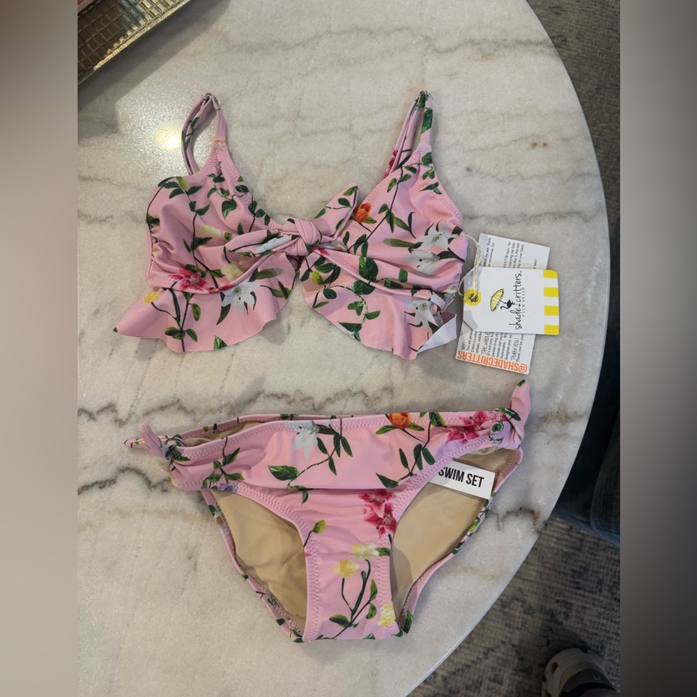 Shade Critters Swim size 7! Pink Floral Bikini Swim Set- NWT- SPF 50
